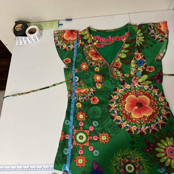 Desigual Green Floral Island Boho Blouse Women's Size S - Picture 11 of 11